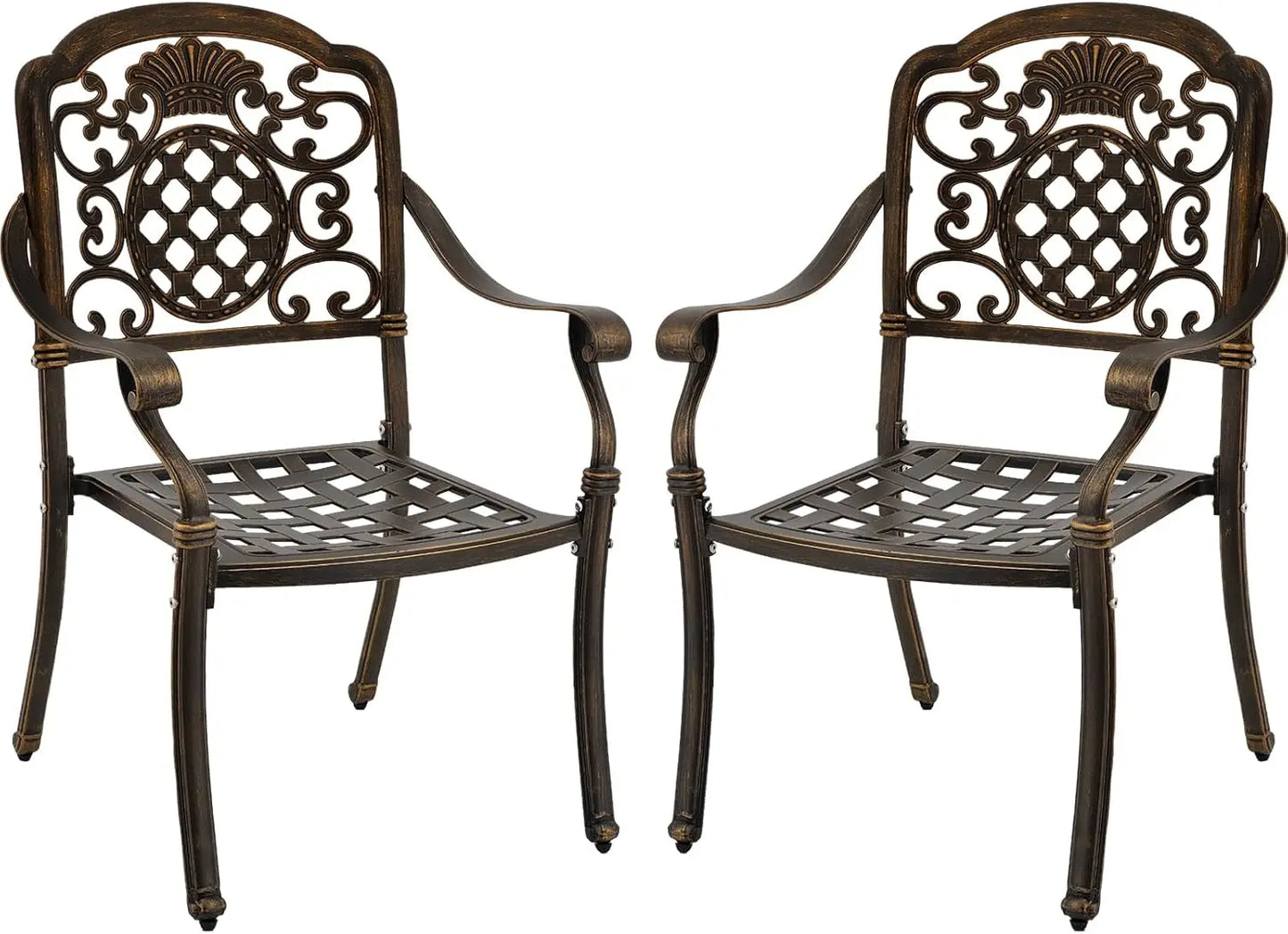 Cast Aluminum Patio Dining Chairs, Stackable Outdoor Bistro Chairs