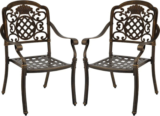 Cast Aluminum Patio Dining Chairs, Stackable Outdoor Bistro Chairs