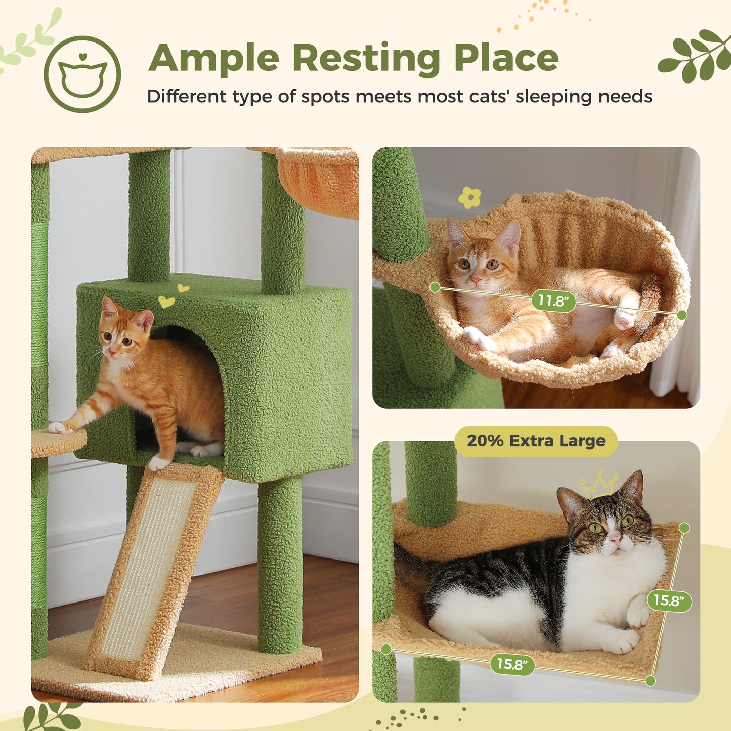 PETEPELA CN Cat Tree Floor To Ceiling Tower With Condo And Scratching Post