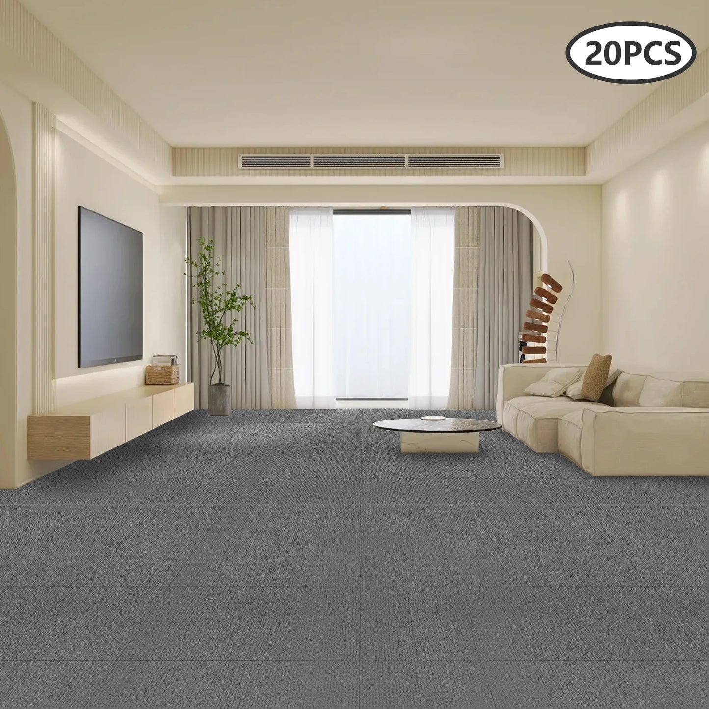 NONECN 20-Pack Self-Adhesive Carpet Tiles For Indoor Use