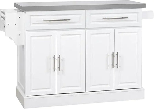 Rolling Kitchen Island Cart With Wheels And Stainless Steel Top