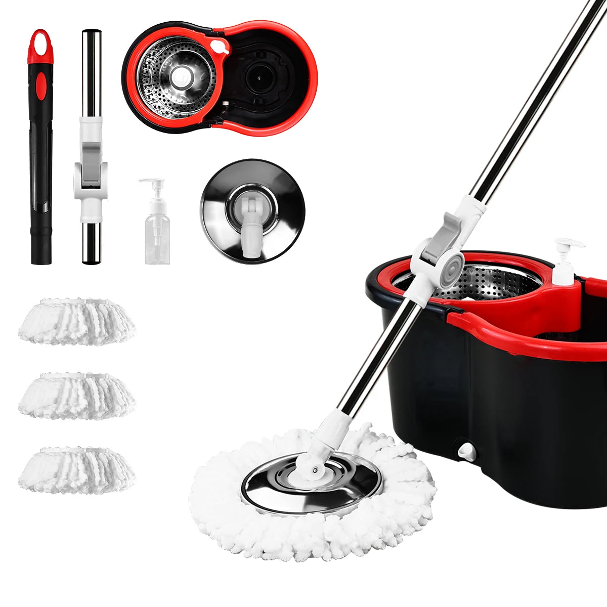NONECN 360° Spin Mop System With Self Cleaning Bucket