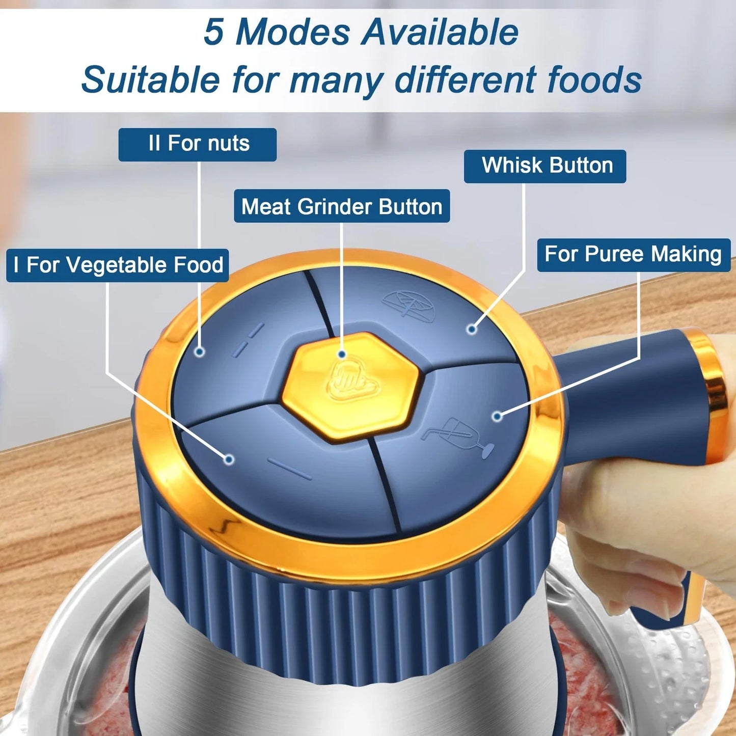 Electric Meat Grinder And Vegetable Slicer Chopper Stainless Steel