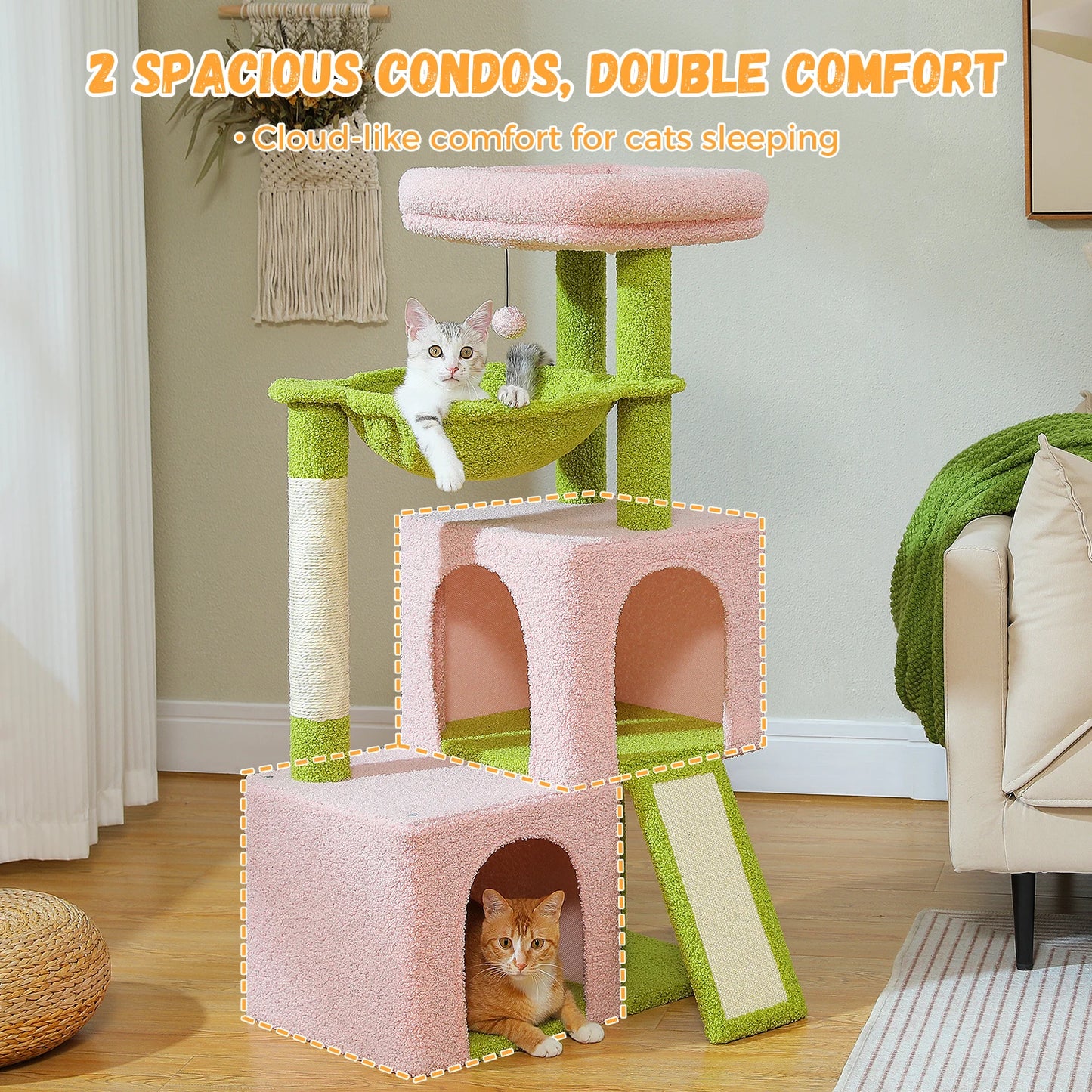 PAWZ Road Multi-Level Cat Tree Indoor Cat Tower With Condos Sisal Scratching Pad