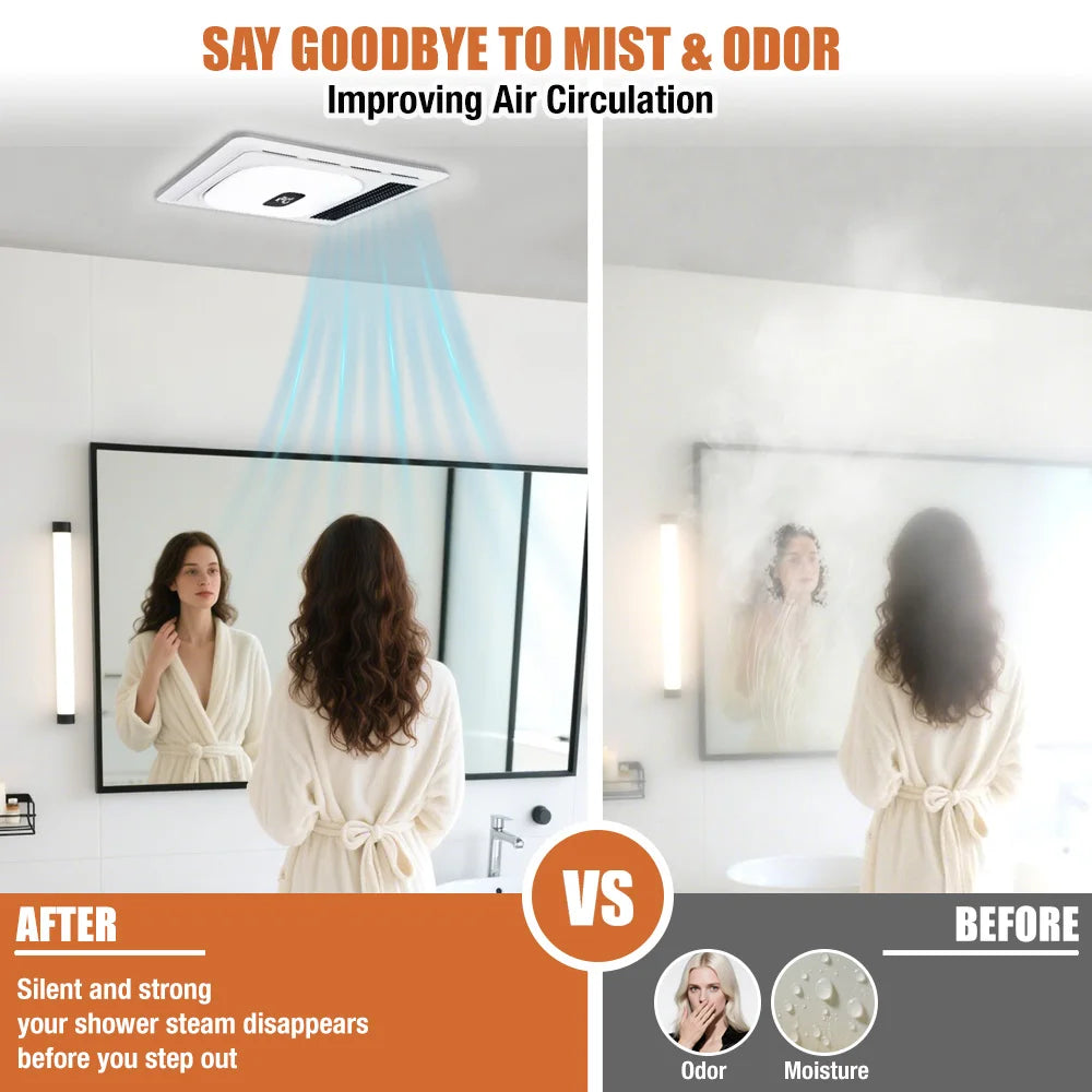 4-In-1 Bathroom Fan With Heater, Vent, Bluetooth Speaker