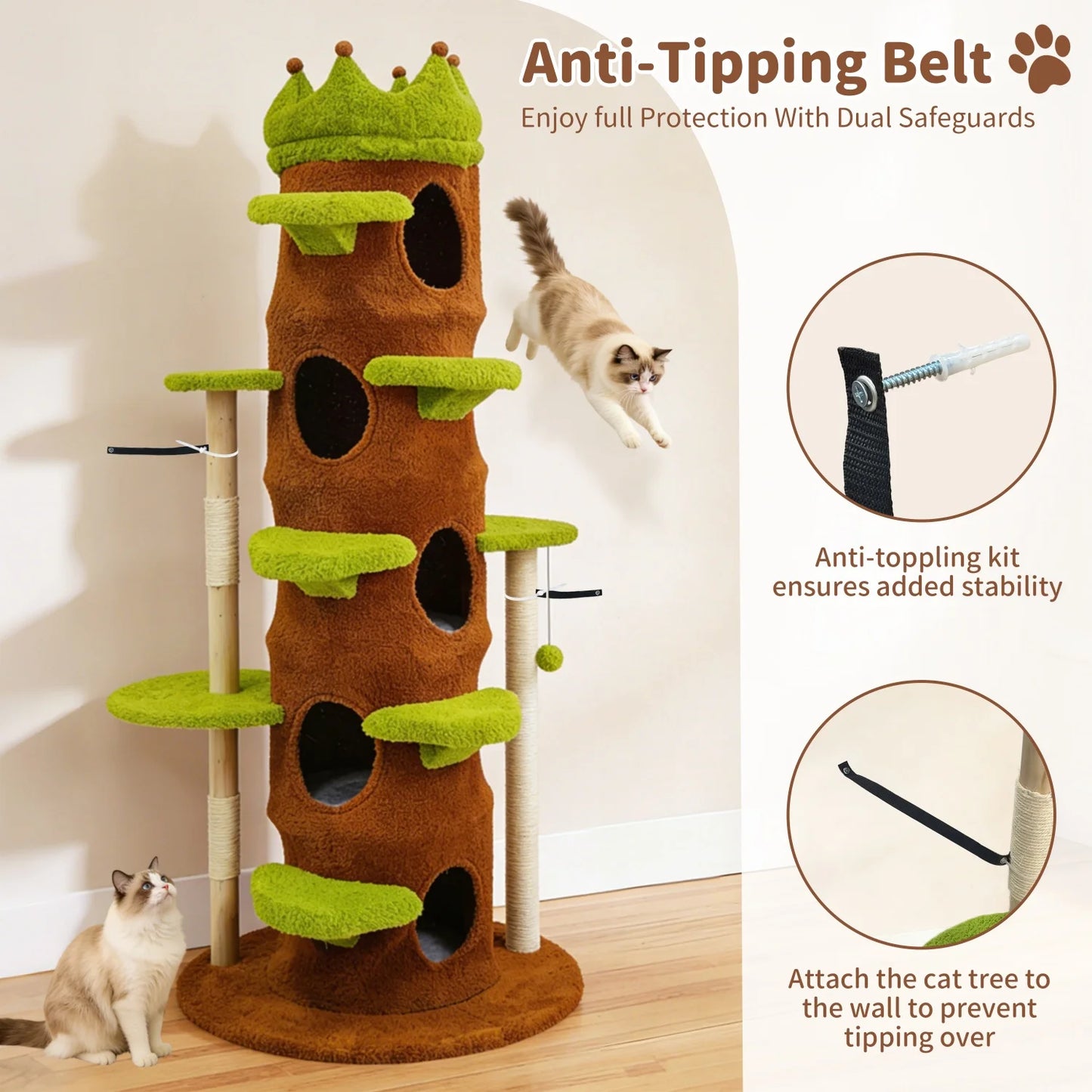 Indoor Cat Tree Tower With Cat Condo And Multi Tier