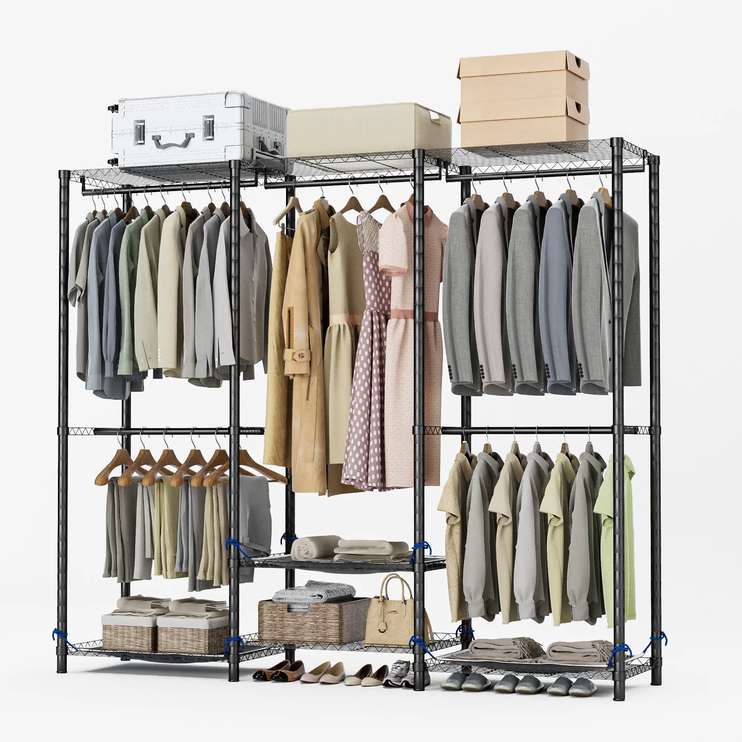 Portable Metal Clothes Rack Storage Organizer Wardrobe Freestanding Heavy Duty