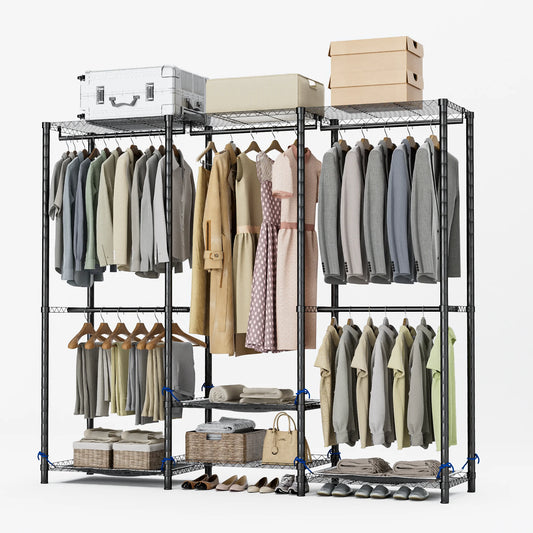 Portable Metal Clothes Rack Storage Organizer Wardrobe Freestanding Heavy Duty