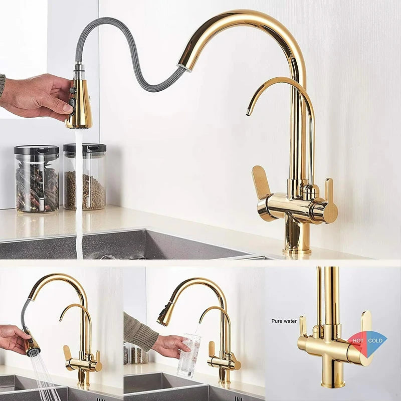 Wanmivezlo Purify Water Deck Mounted Dual Handle Faucet Kitchen