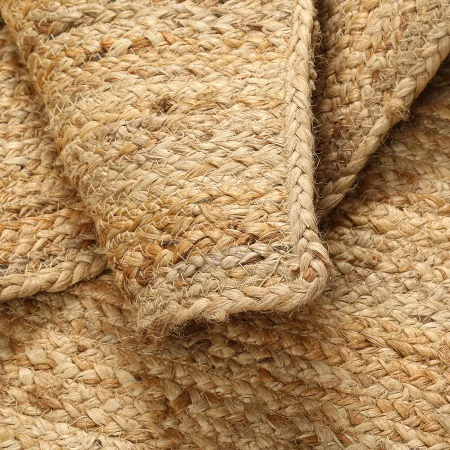 Hand Woven Jute Braided Rug Natural Boho Entryway Decor