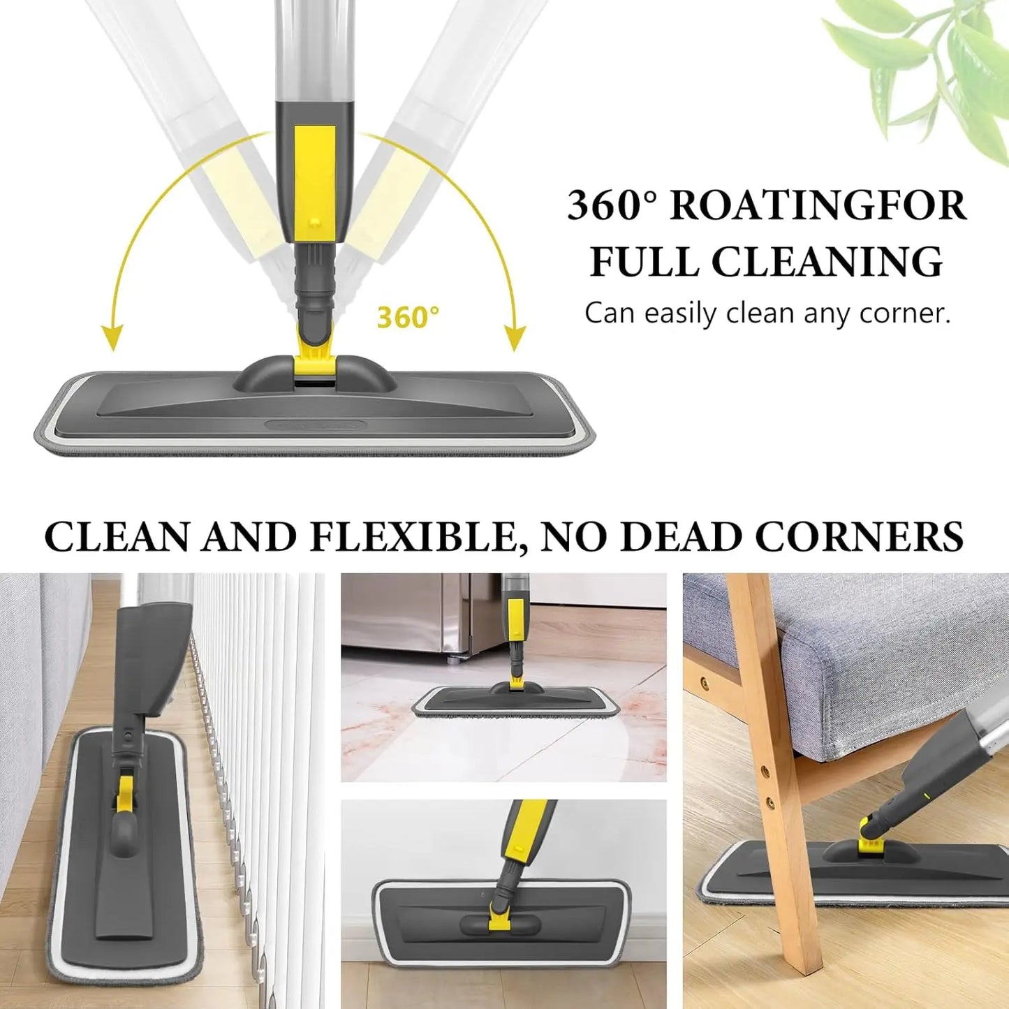 Spray Mop With Washable Pads And Refillable Bottle For Hardwood Floors