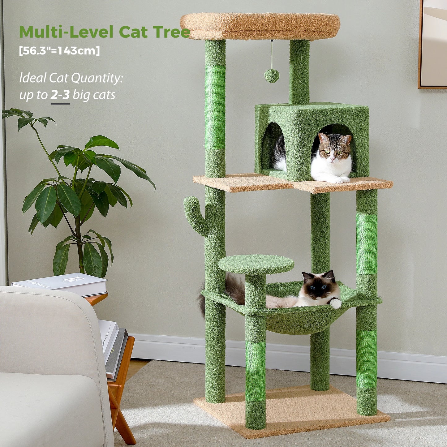 PAWZ Road Cat Tree Indoor Multi Level Tower With Hammock Sisal Scratching Posts