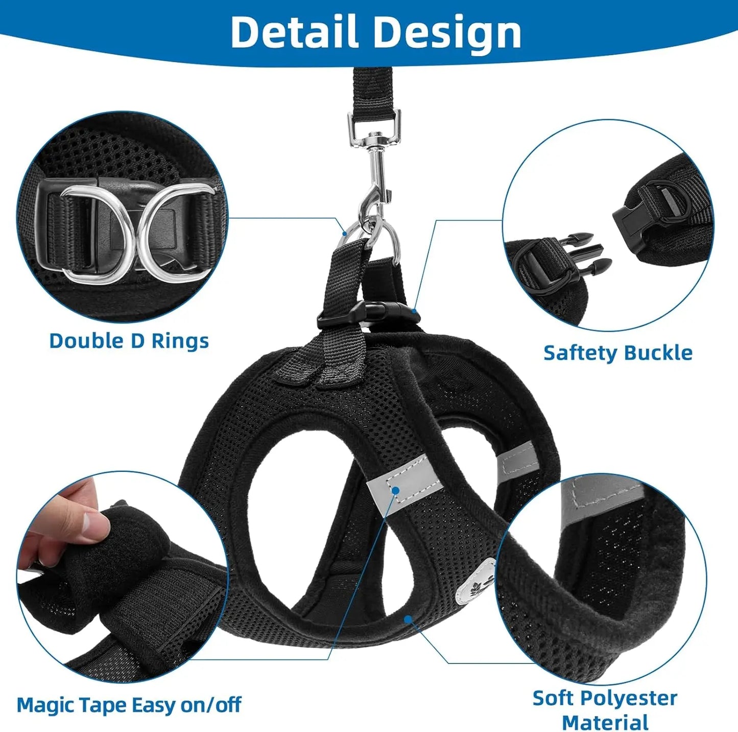 Soft Mesh Dog Harness And Leash Set For Small Dogs Reflective Vest With Handle
