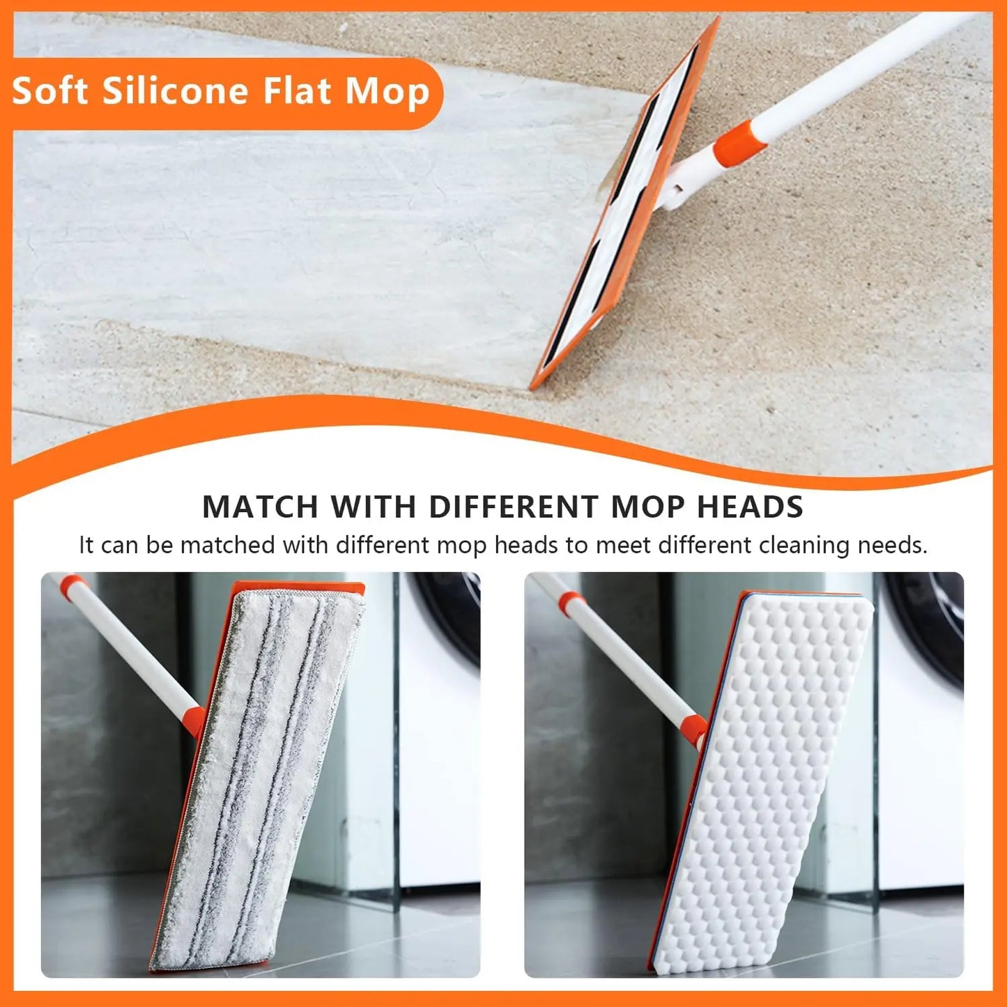 XMSJ Magic Sponge Mop With Flexible Head And Microfiber Pads