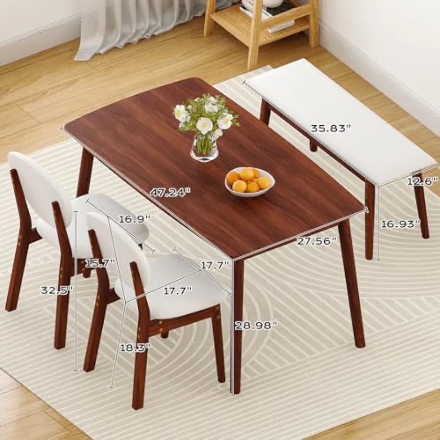 SHXI Wood Dining Table Set For Four Mid Century Modern