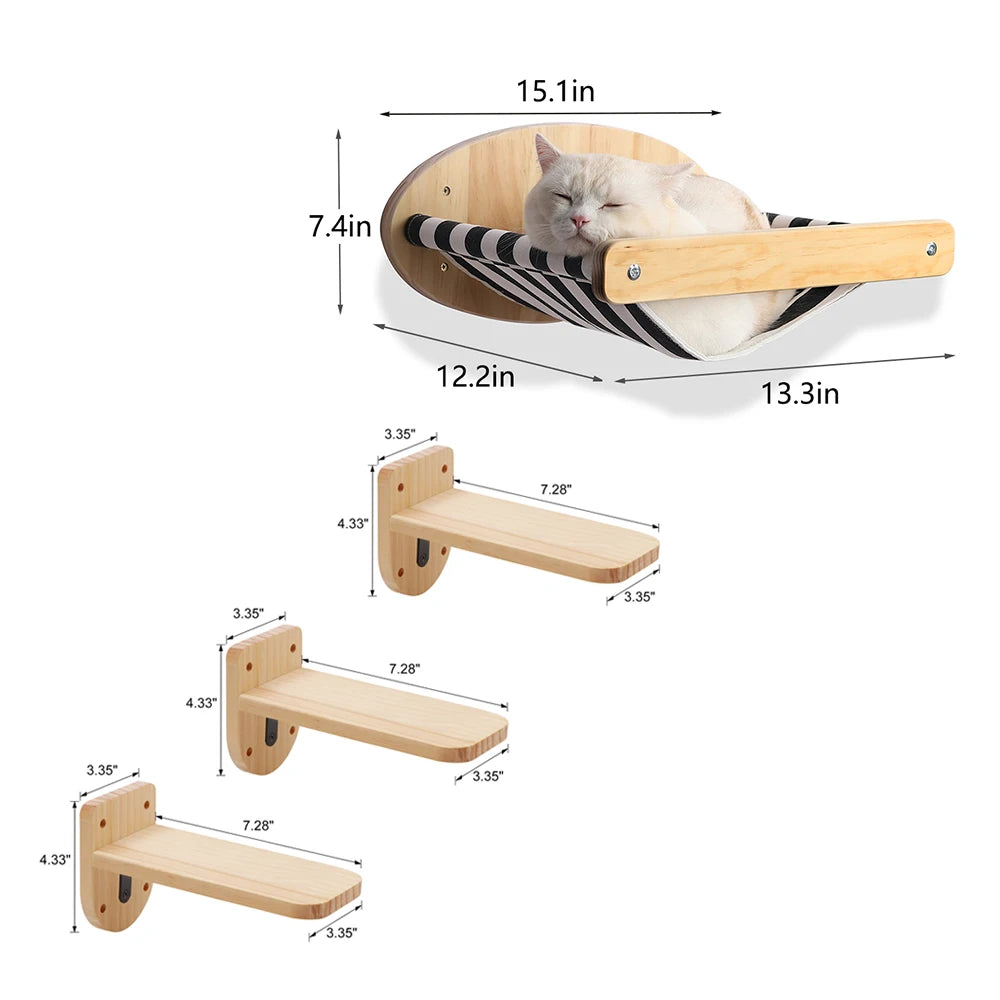 PETRAVEL Cat Hammock and Wall Mounted Scratching Posts Set