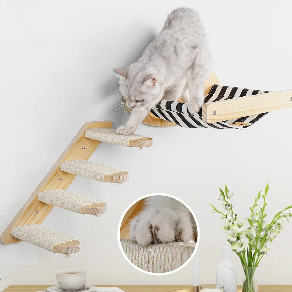 PETRAVEL Cat Hammock and Wall Mounted Scratching Posts Set