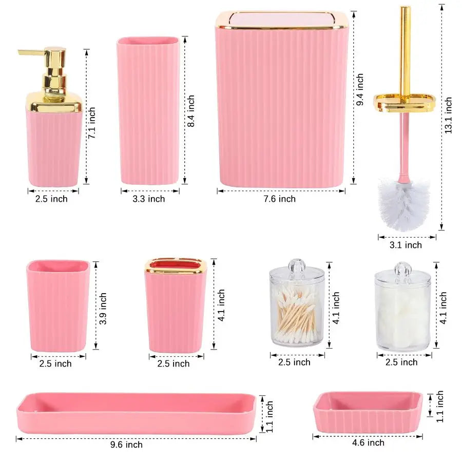 XMSJ 9 Piece Bamboo Bathroom Accessories Kit For Home