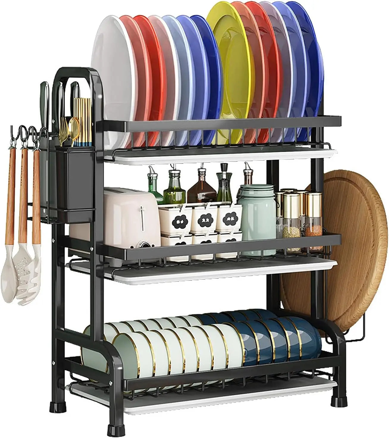 Three-Tier Space-Saving Kitchen Dish Rack For All Tableware