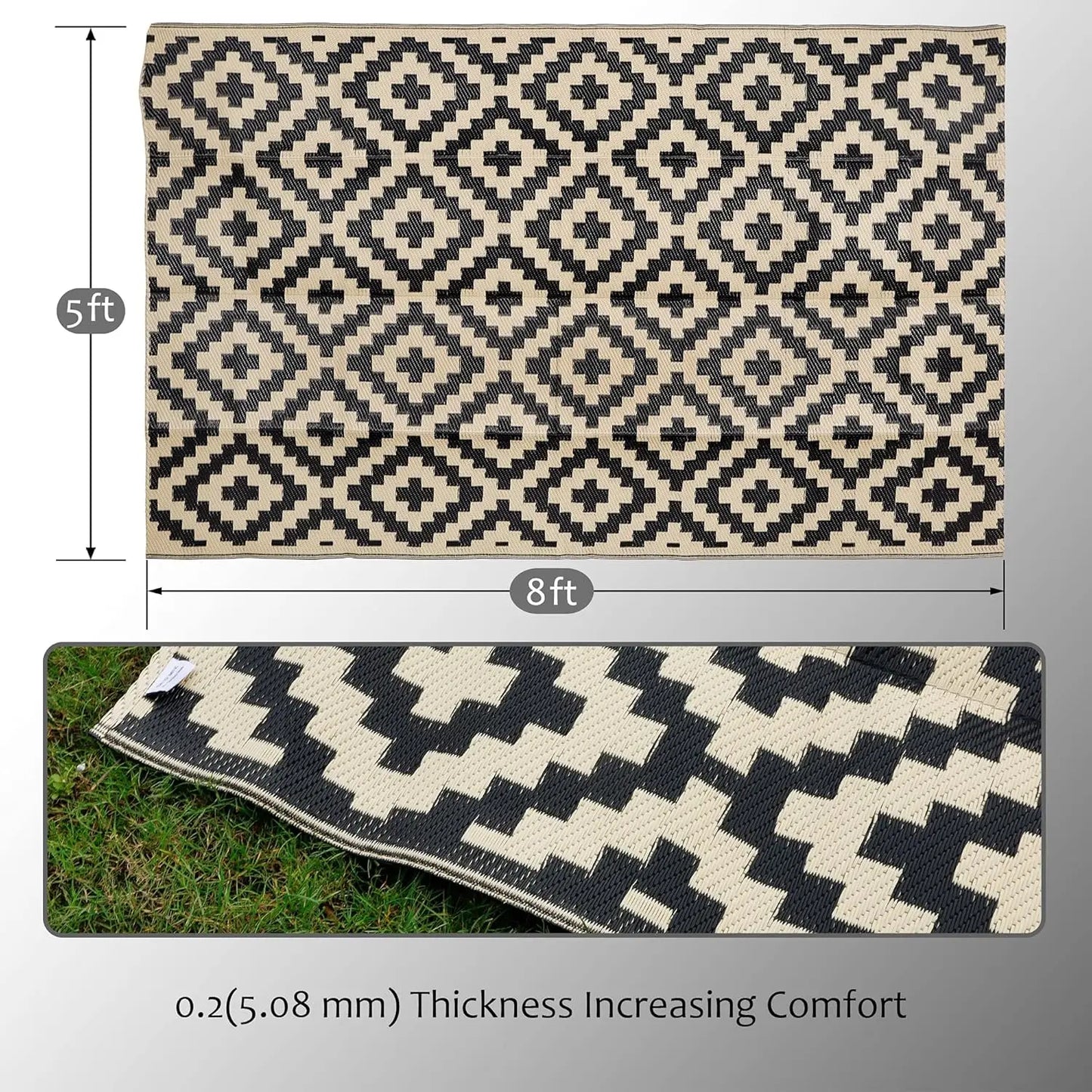 Waterproof Outdoor Rug Reversible Plastic Mat For Patio And Backyard