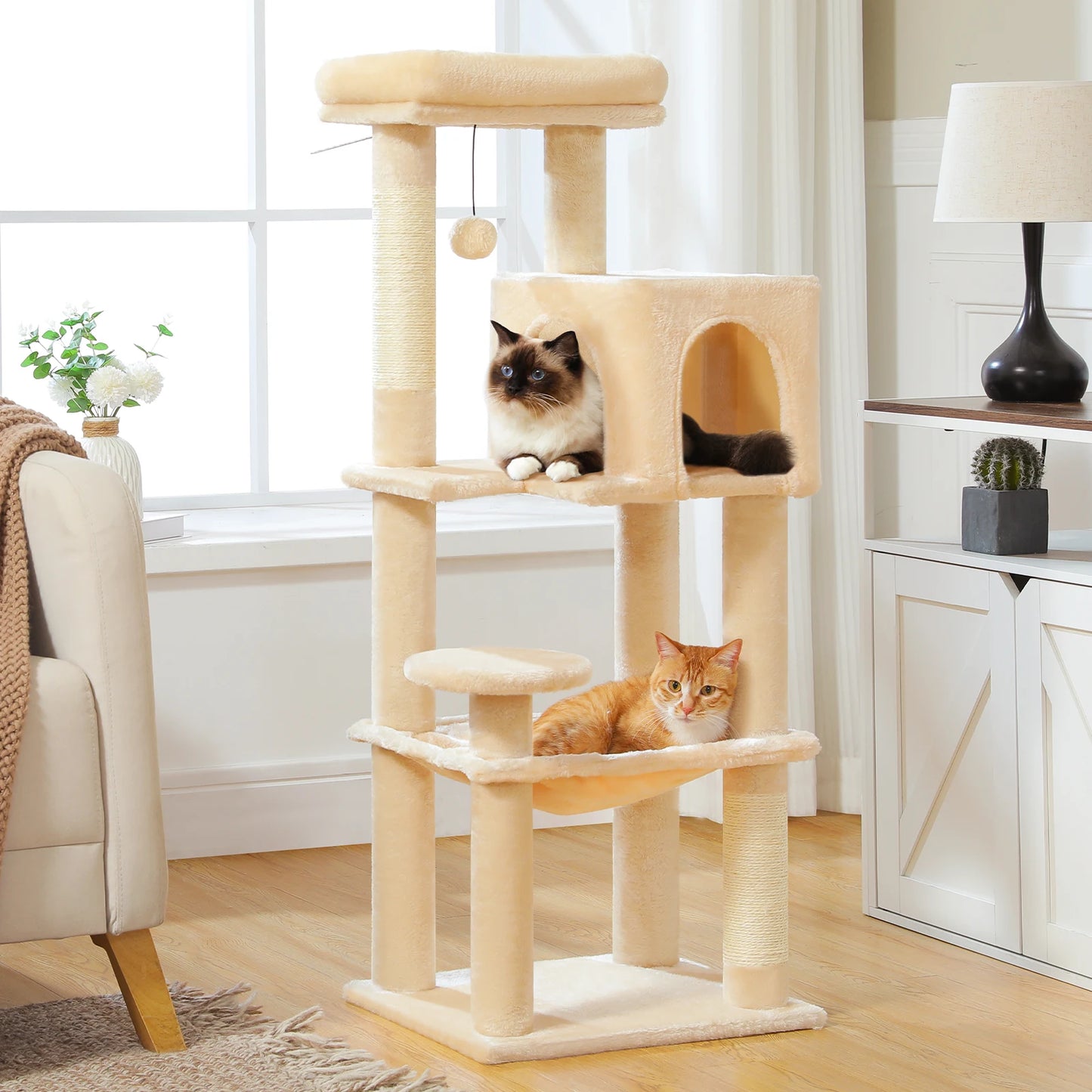 PEQULTI Five-Level Cat Tree Tower Top Perch And Sisal Post