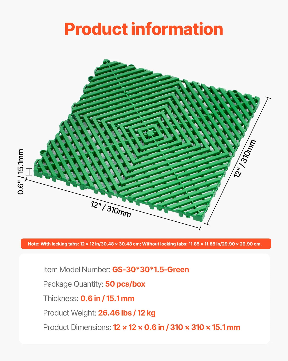 SucceBuy Interlocking Drainage Mat Non-Slip Floor Mat