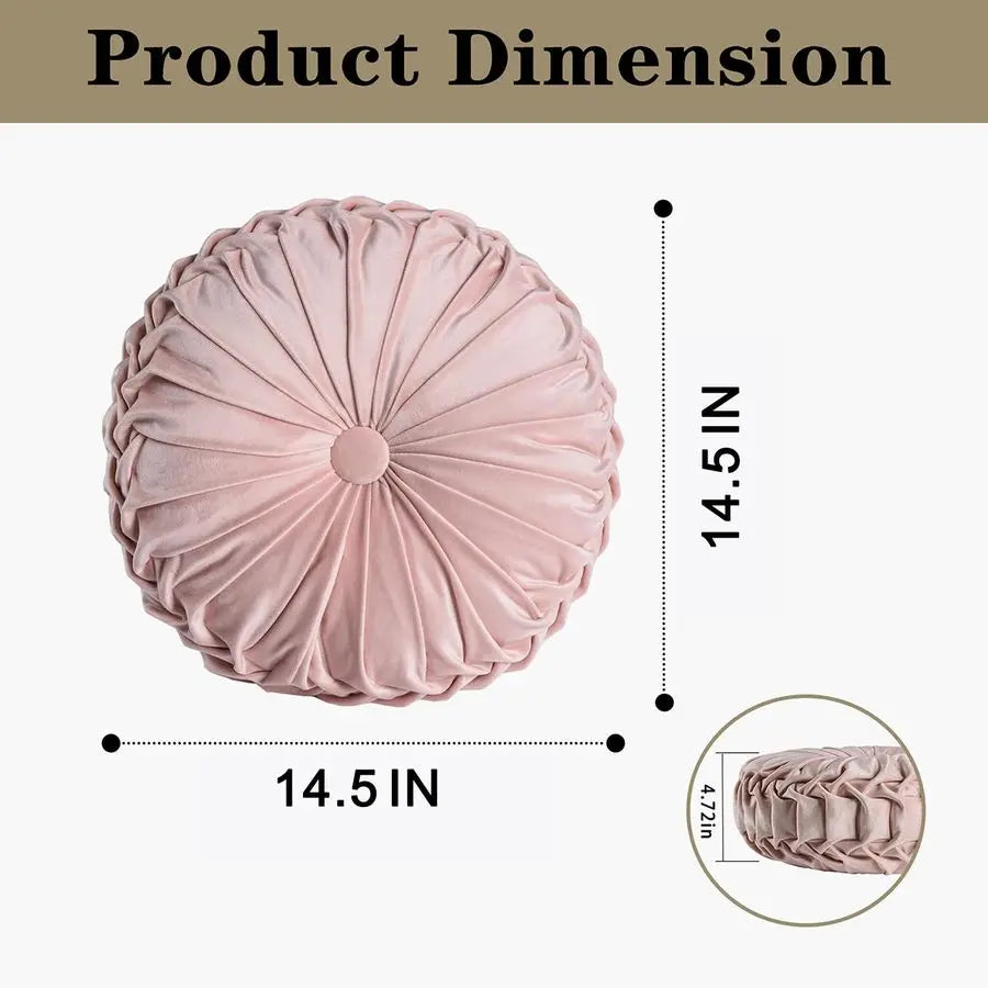 Ruched Velvet Round Throw Pillows Set Of 2 Soft Filling