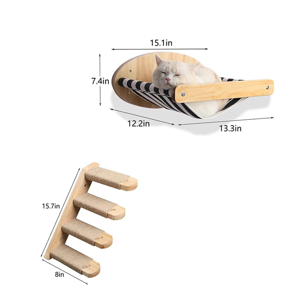 PETRAVEL Cat Hammock and Wall Mounted Scratching Posts Set