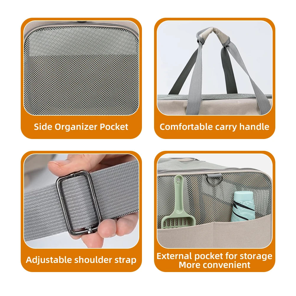 Cat Transport Carrier With Wheels For Two Cats Safety Belts