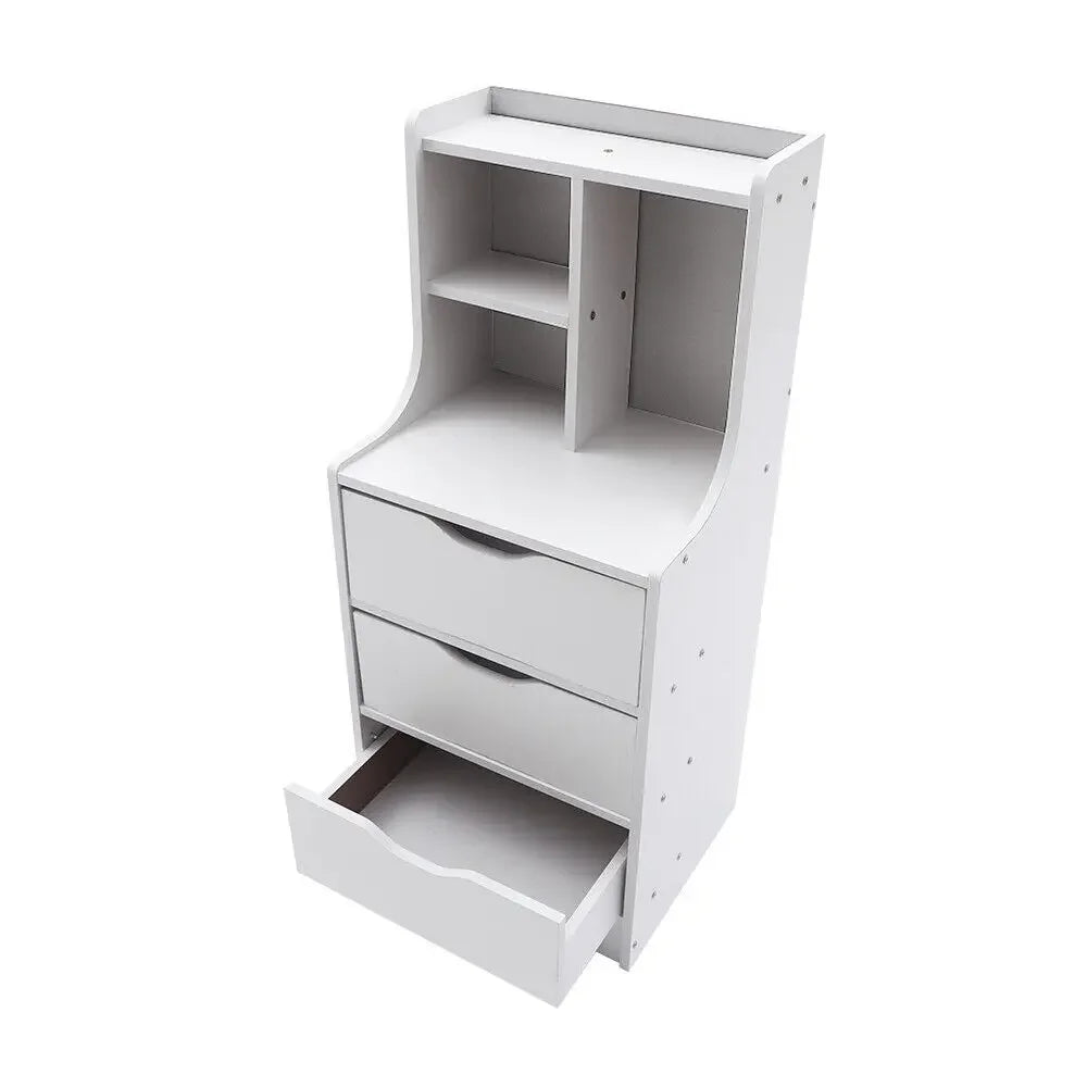 Bymaocar Three-Drawer Nightstand With Open Shelf For Bedside