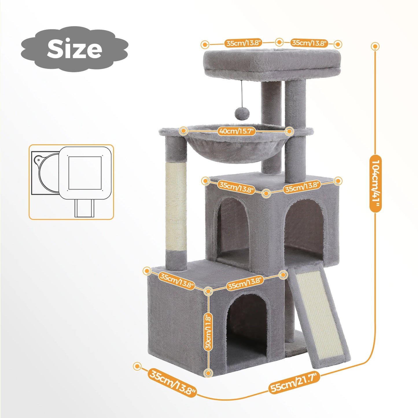 PAWZ Road Multi-Level Cat Tree Indoor Cat Tower With Condos Sisal Scratching Pad