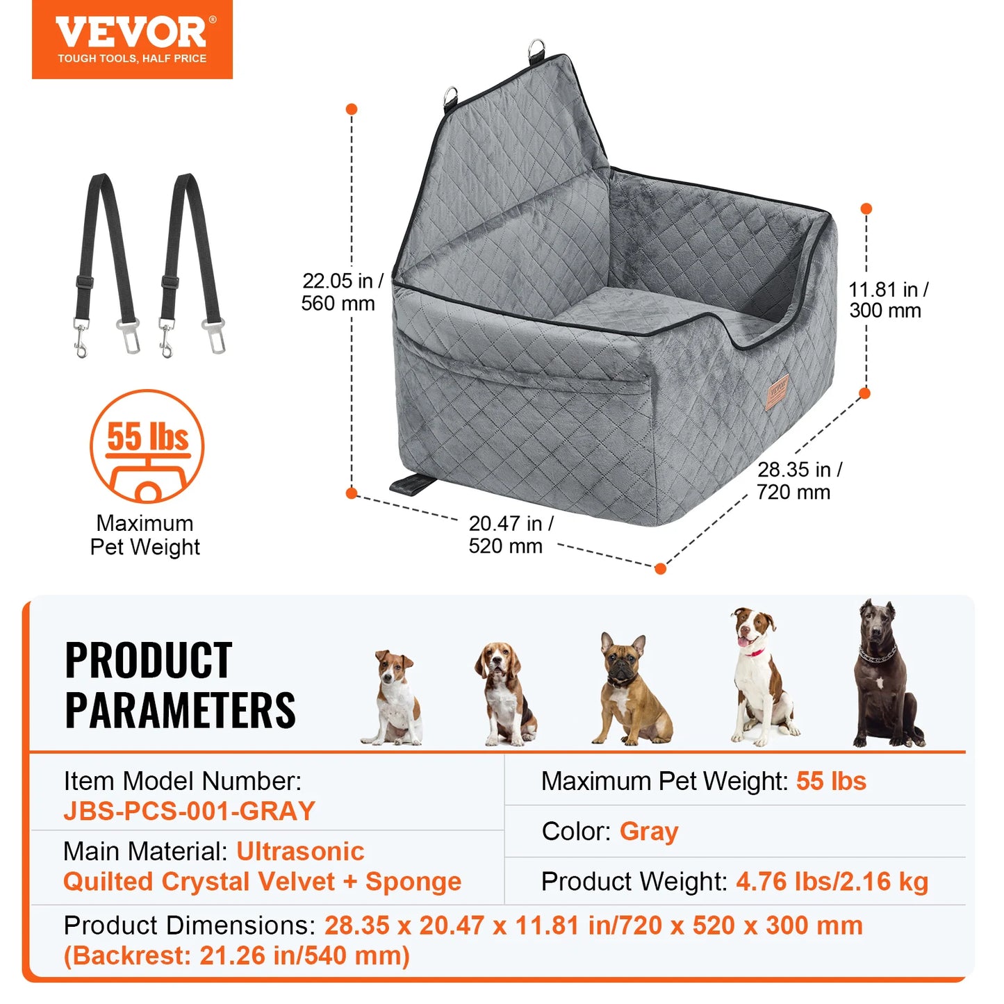 SucceBuy Dog Car Booster Seat With Storage Pocket