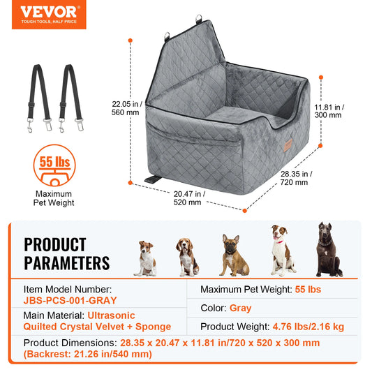 SucceBuy Dog Car Booster Seat With Storage Pocket