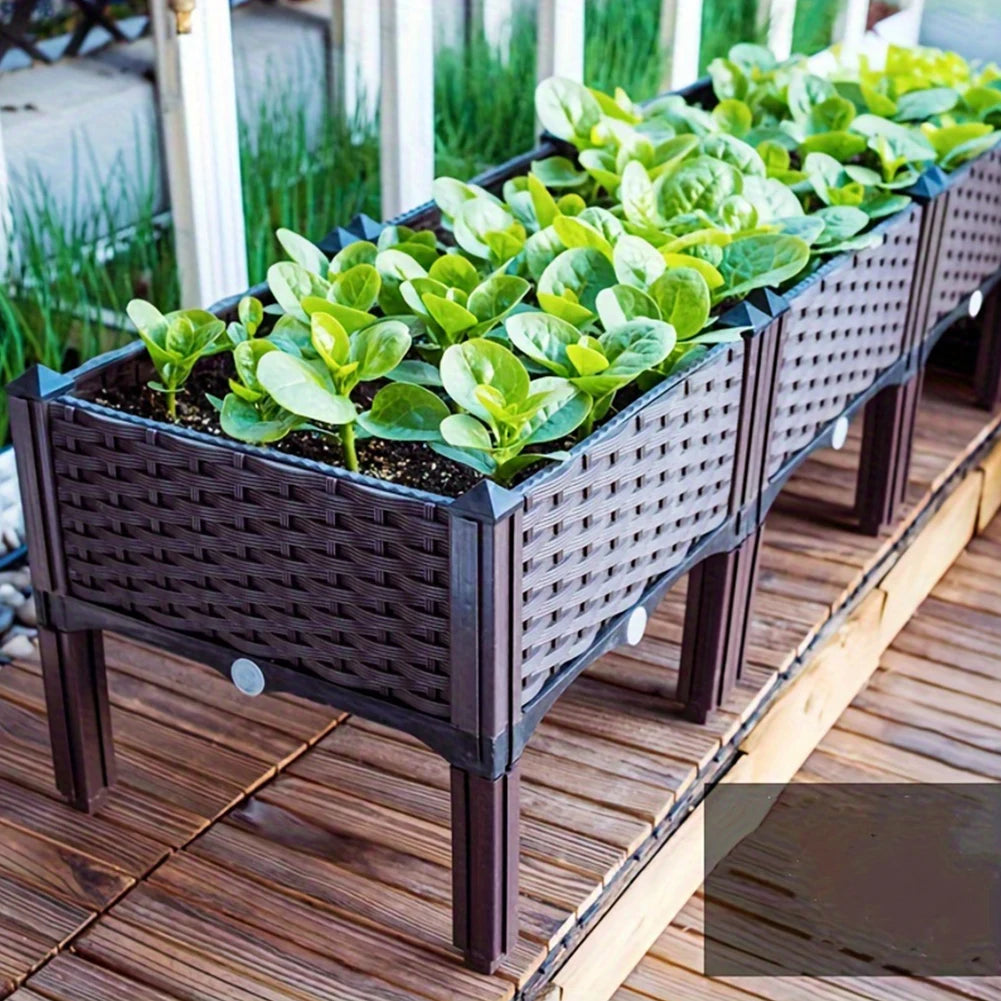 Plastic Raised Garden Bed With Legs Planter Box Drainage Holes