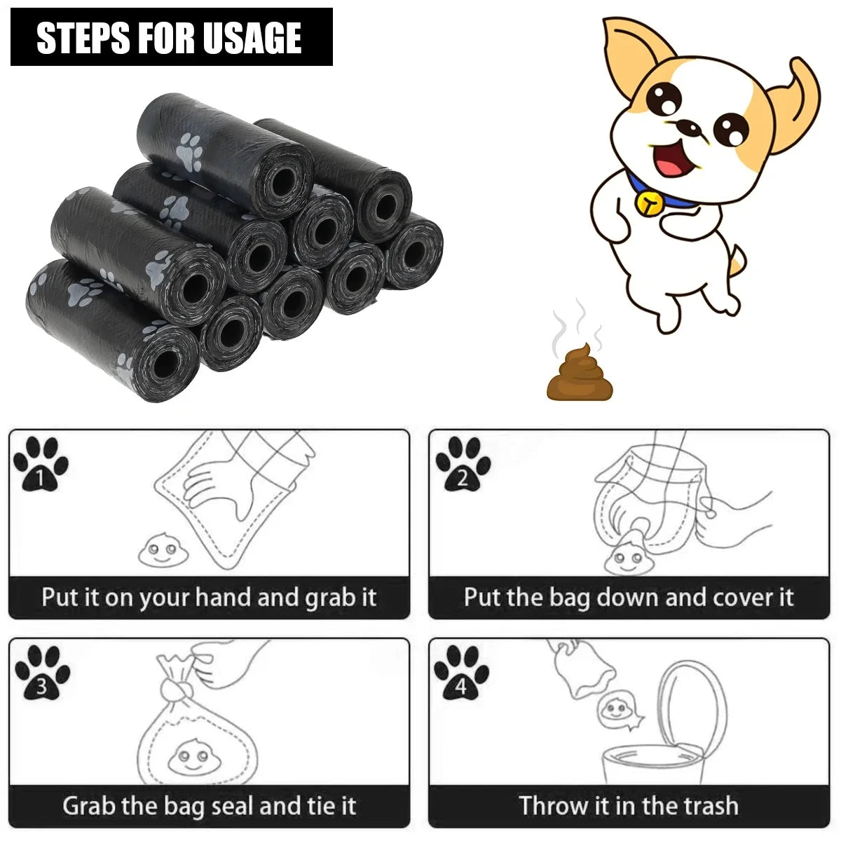 NONEDog Accessories Biodegradable Dog Poop Bags Dispenser 2/40 Rolls