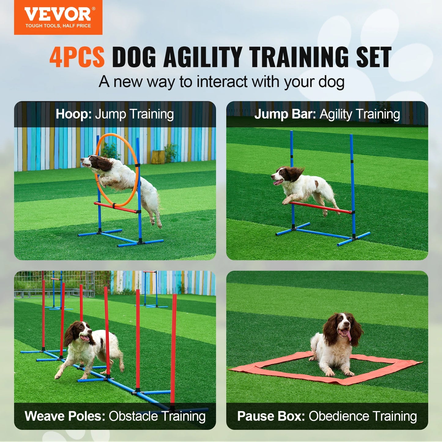 Dog Agility Training Equipment Set With Adjustable Hurdles And Poles
