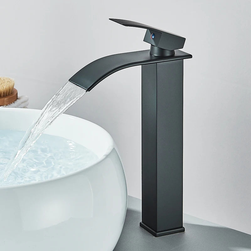 Rozin Deck Mounted Single Lever Basin Faucet Waterfall Brass