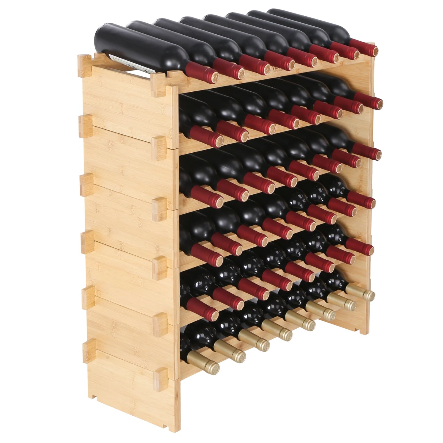 SucceBuy Bamboo 8 Tier Stackable Wine Rack For Kitchen