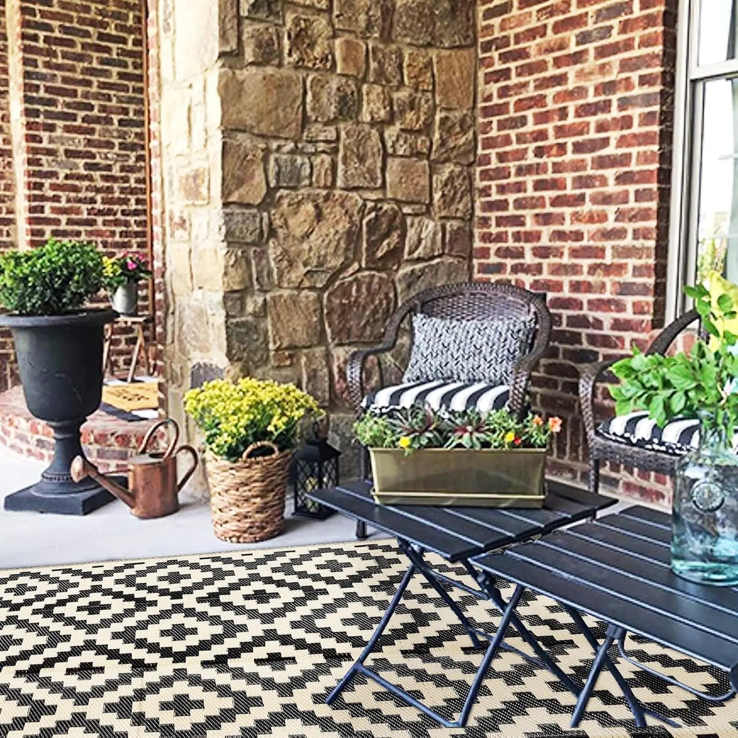 Waterproof Outdoor Rug Reversible Plastic Mat For Patio And Backyard