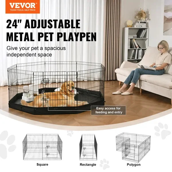 Foldable Dog Playpen For Indoor Outdoor Pet Enclosure