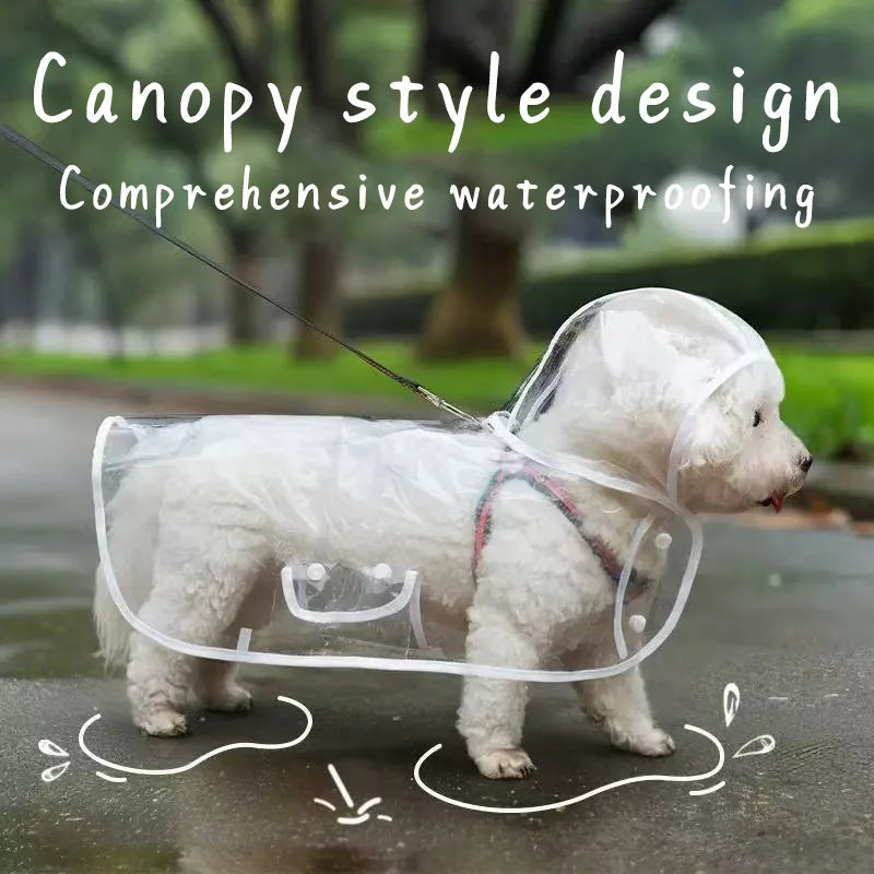 Transparent Dog Raincoat With Hat Waterproof Pet Raincoat