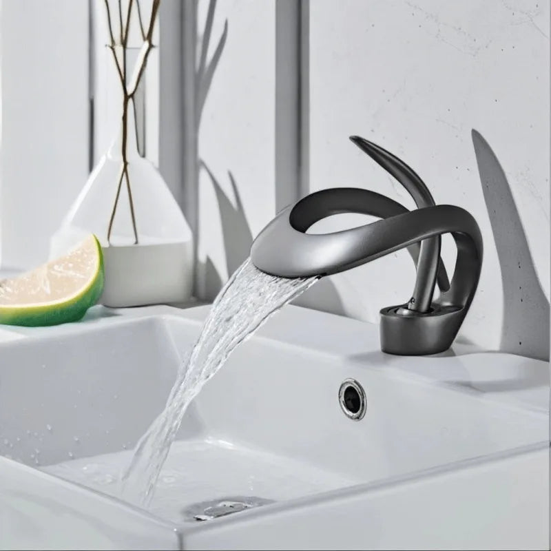 ALENARTWATER Solid Brass Basin Taps Single Handle Waterfall Faucet