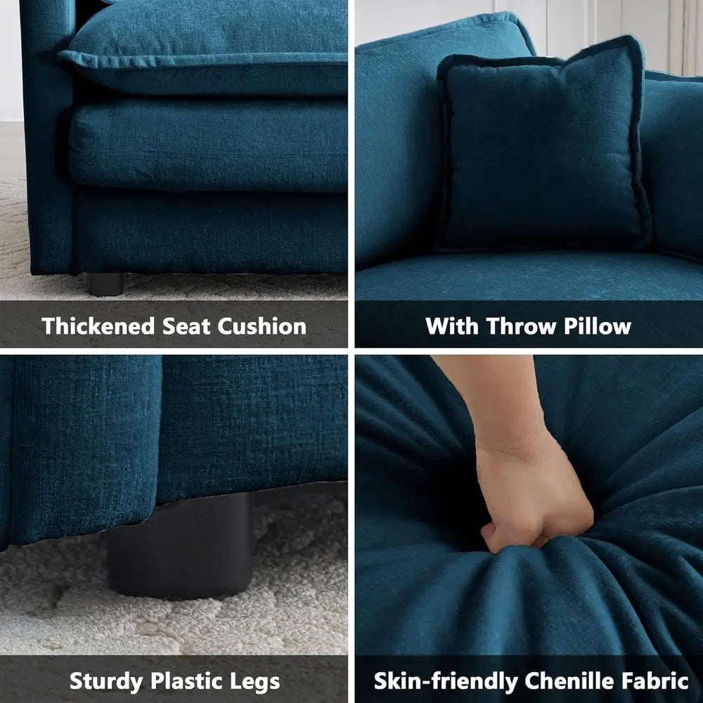 Modular Contemporary Sofa Set With Two Removable Ottomans