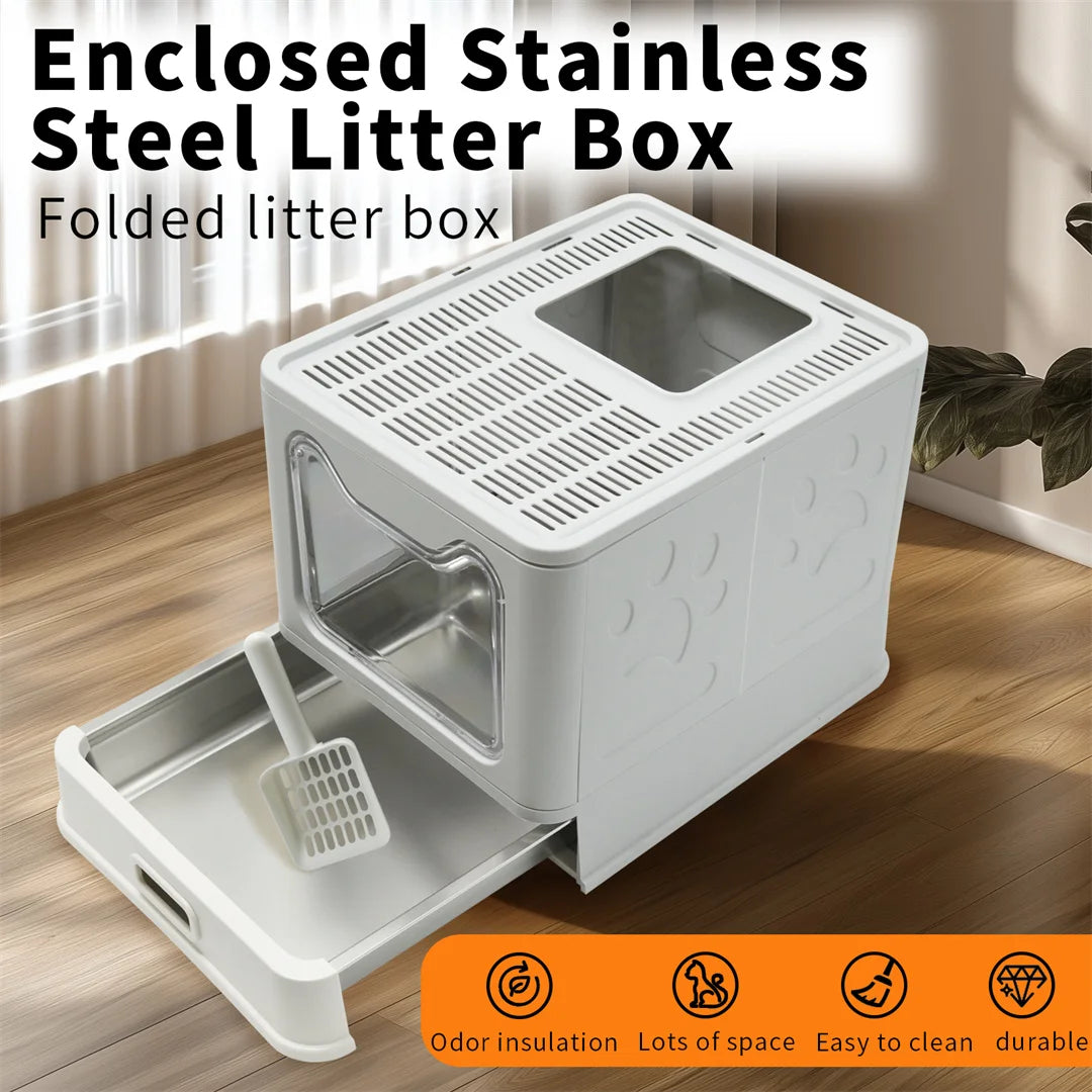 Bingopaw Detachable Enclosed Cat Litter Box Front Entry Scoop