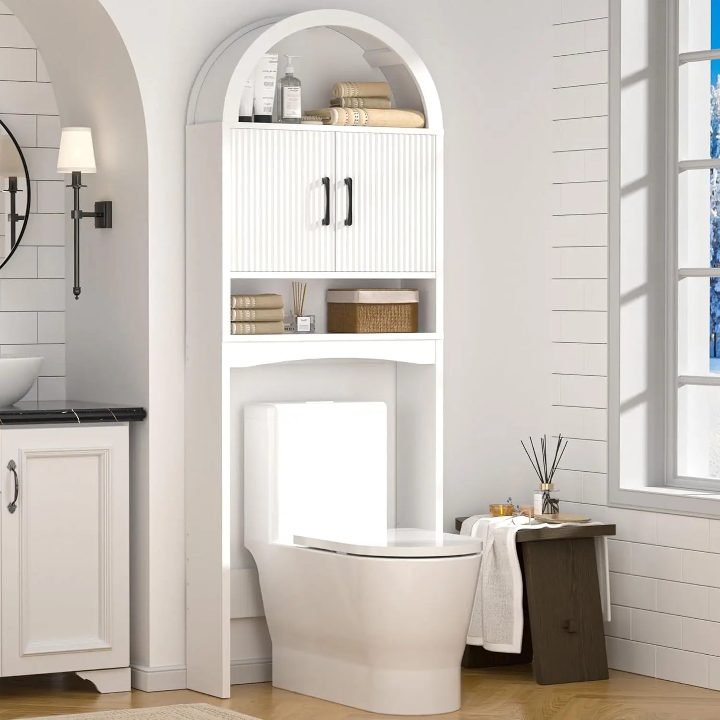 Over Toilet Storage Cabinet Arch Design Freestanding Bathroom Organizer
