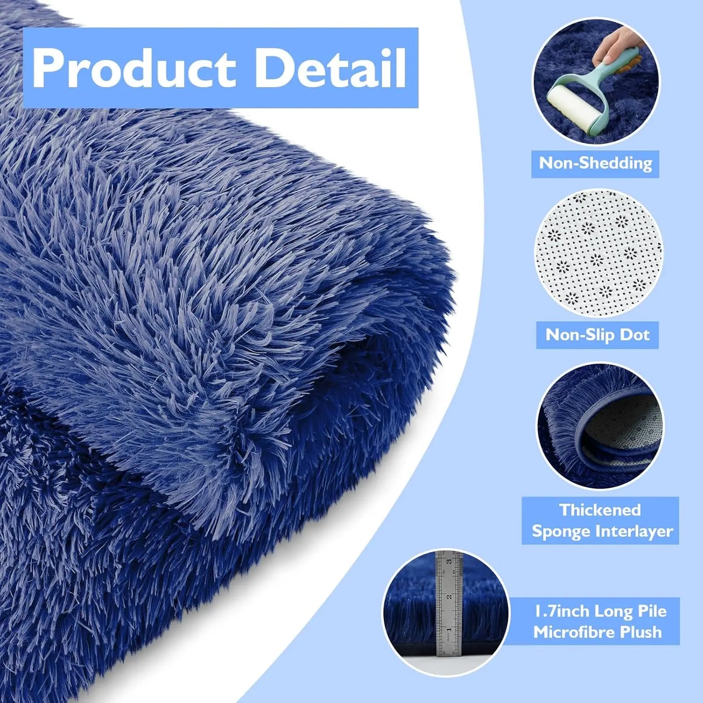 Fluffy Shag Area Rug For Living Room And Bedroom Decor