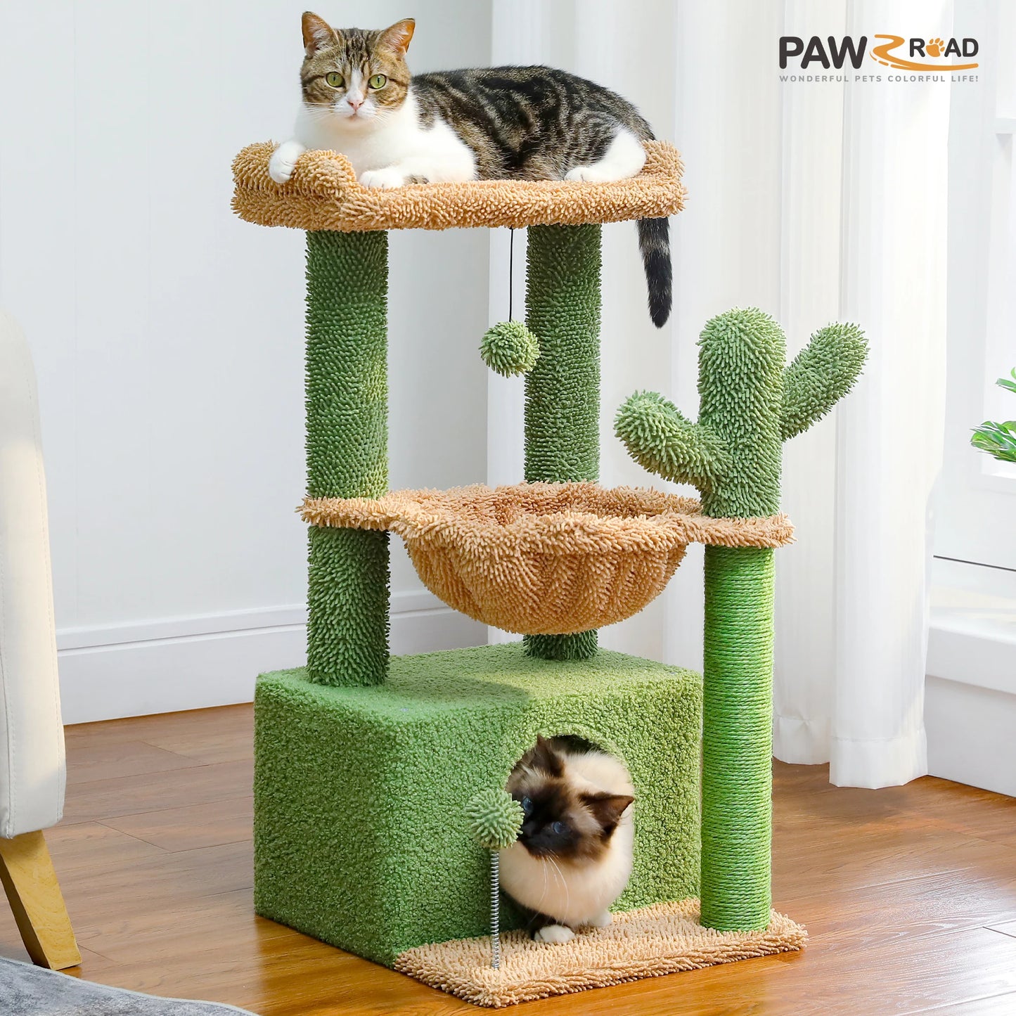 PAWZ Road 4-In-1 Cat Tree With Large Condo And Hammock