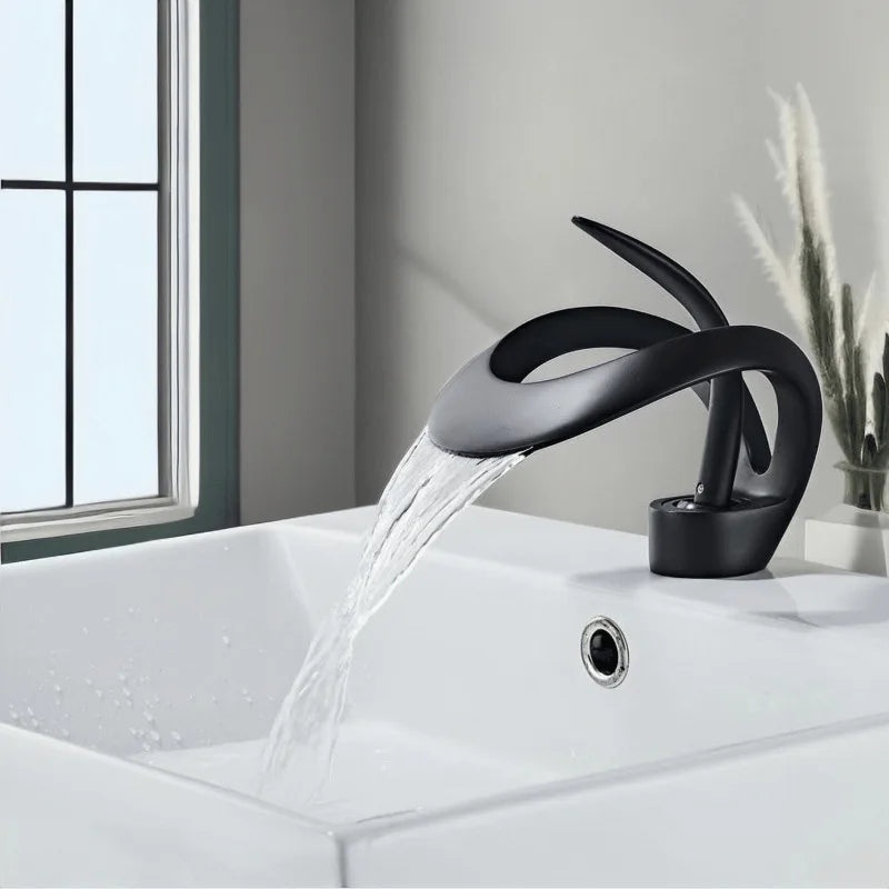 ALENARTWATER Solid Brass Basin Taps Single Handle Waterfall Faucet