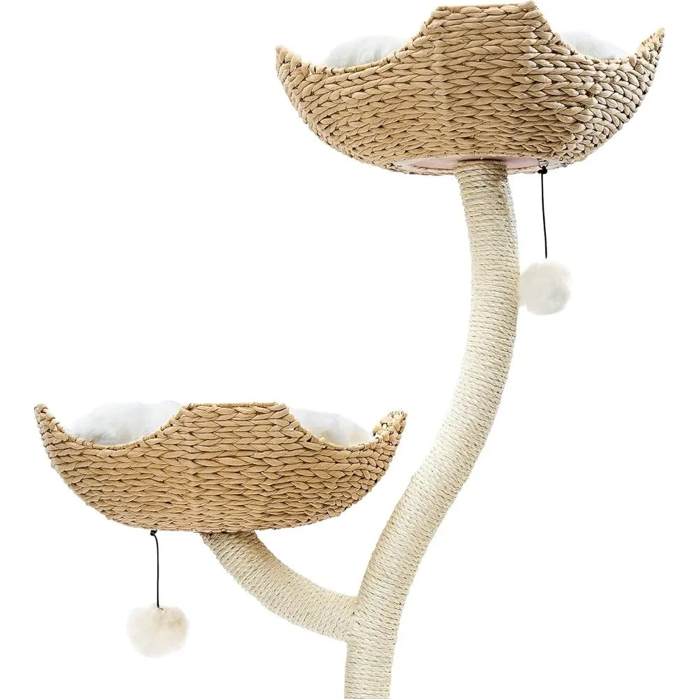 XMSJ Modern Cat Tree Tower Four-Tier Scratching Post