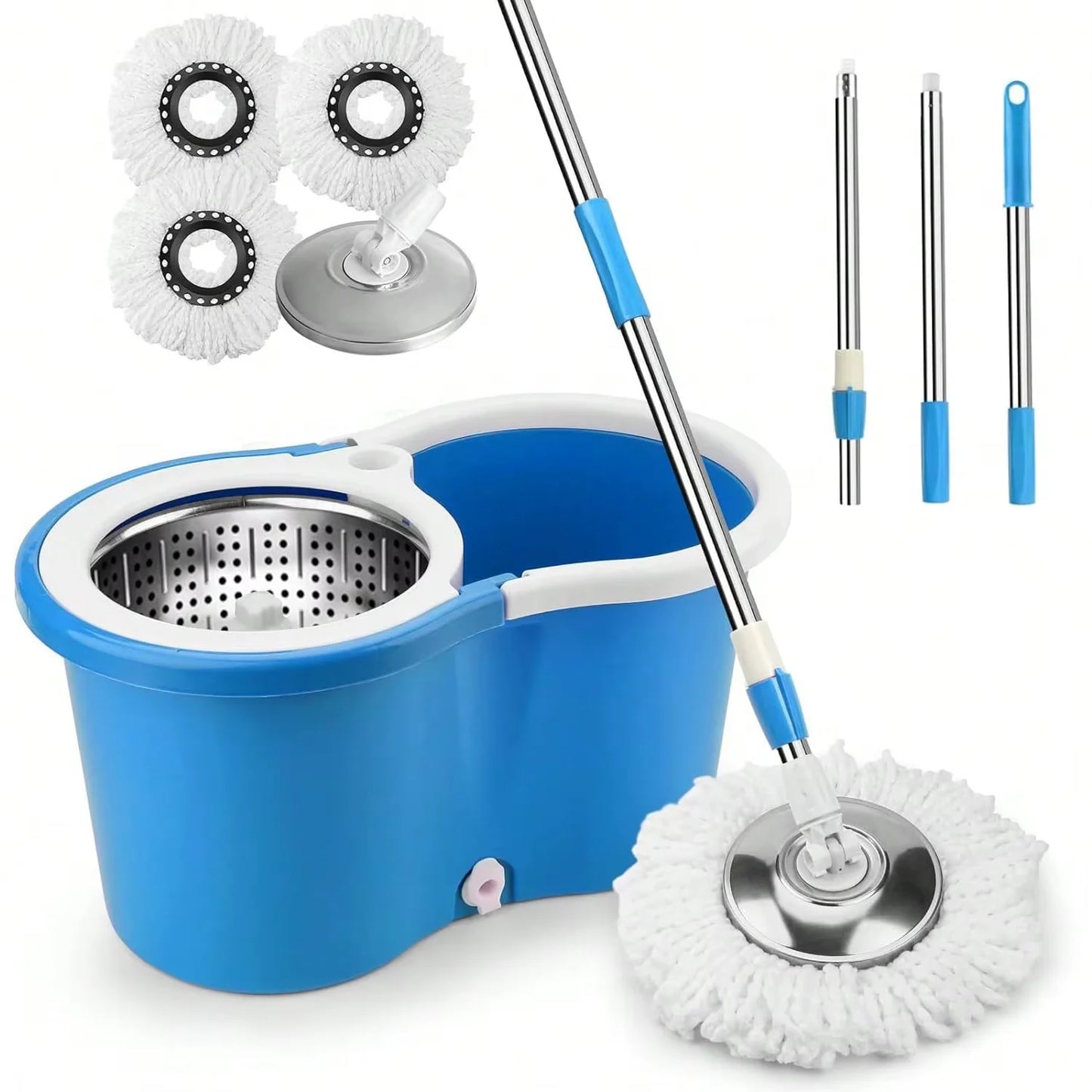 AEHOMECN Heavy Duty Spin Mop And Bucket Set With 360 Degree Rotating Mop Heads